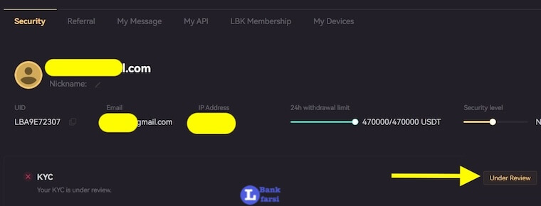 اتمام Kyc و انتظار برای بررسی