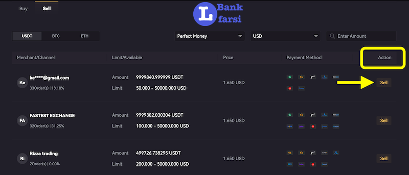 انتخاب فروشنده در P2p