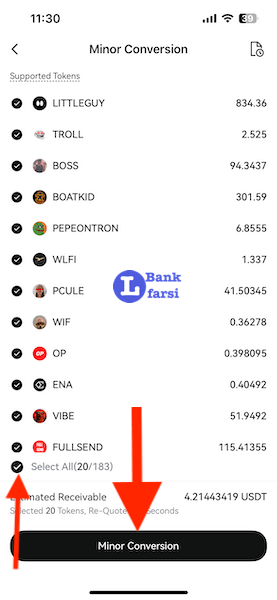 انتخاب ارزهای خرد و تبدیل آنها