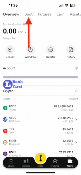 ورود بخش اسپات دارایی ها